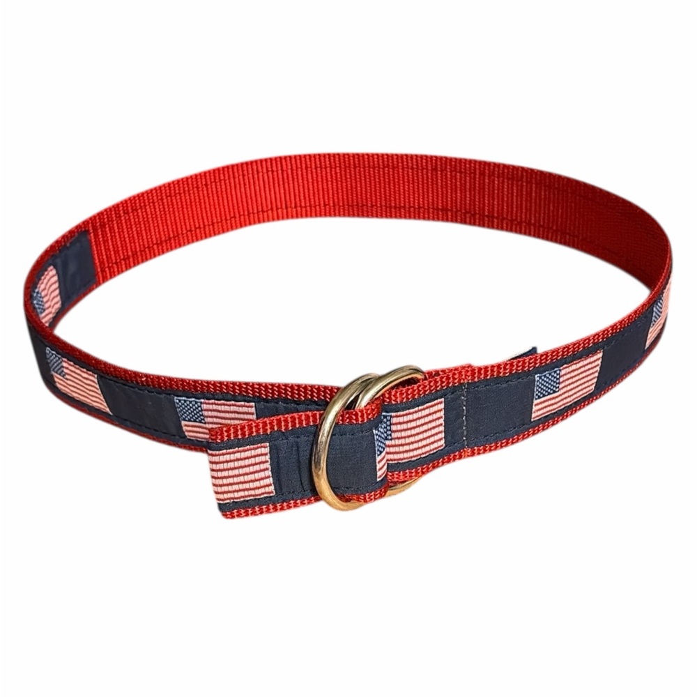 Leather Man little boys Patriotic Red and Blue Belt with Silver Buckle